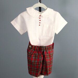 Children's Shirt and Plaid Shorts Holiday Combination